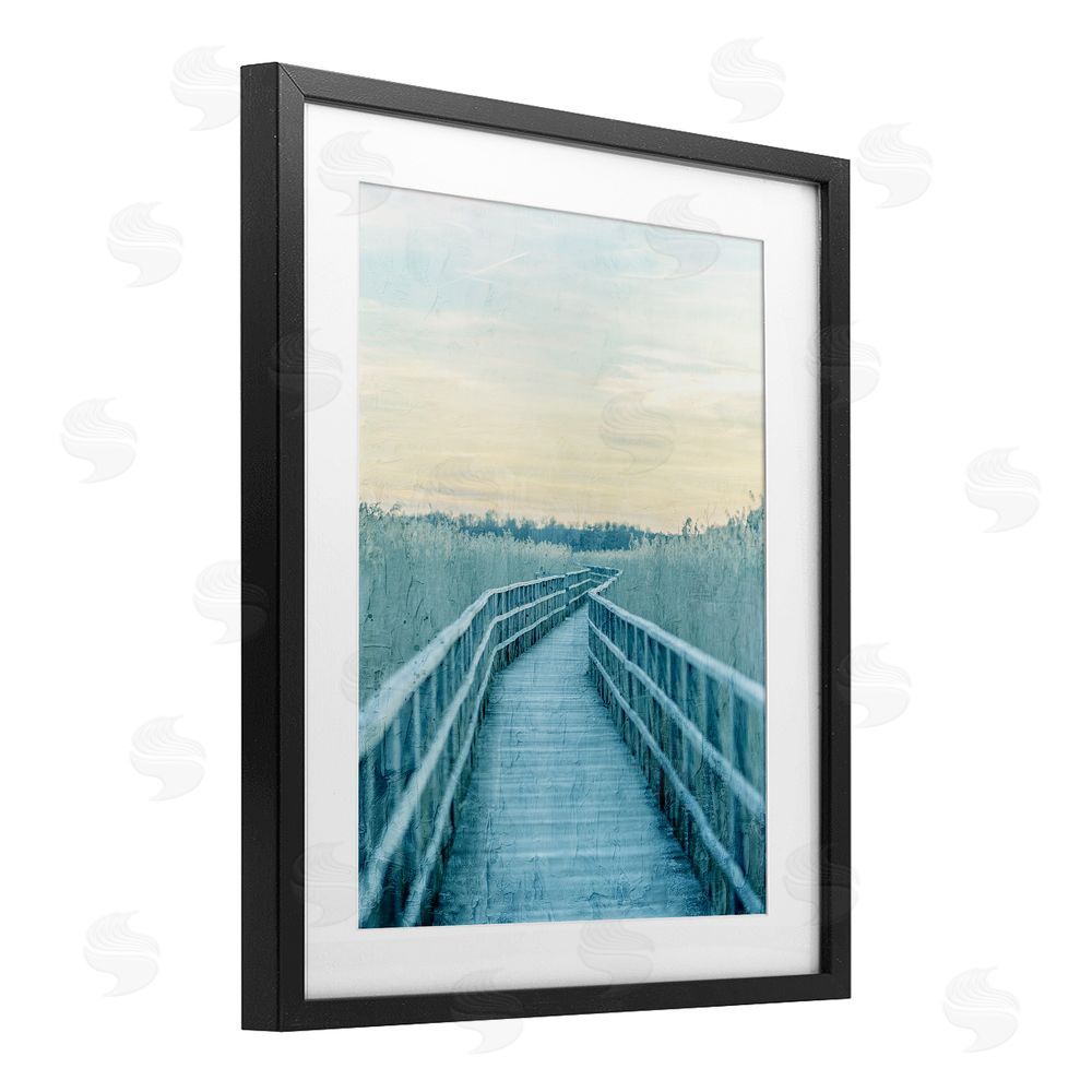 Kim Allen Wooden Pier Boardwalk Black Framed Print Under Glass Wall Art