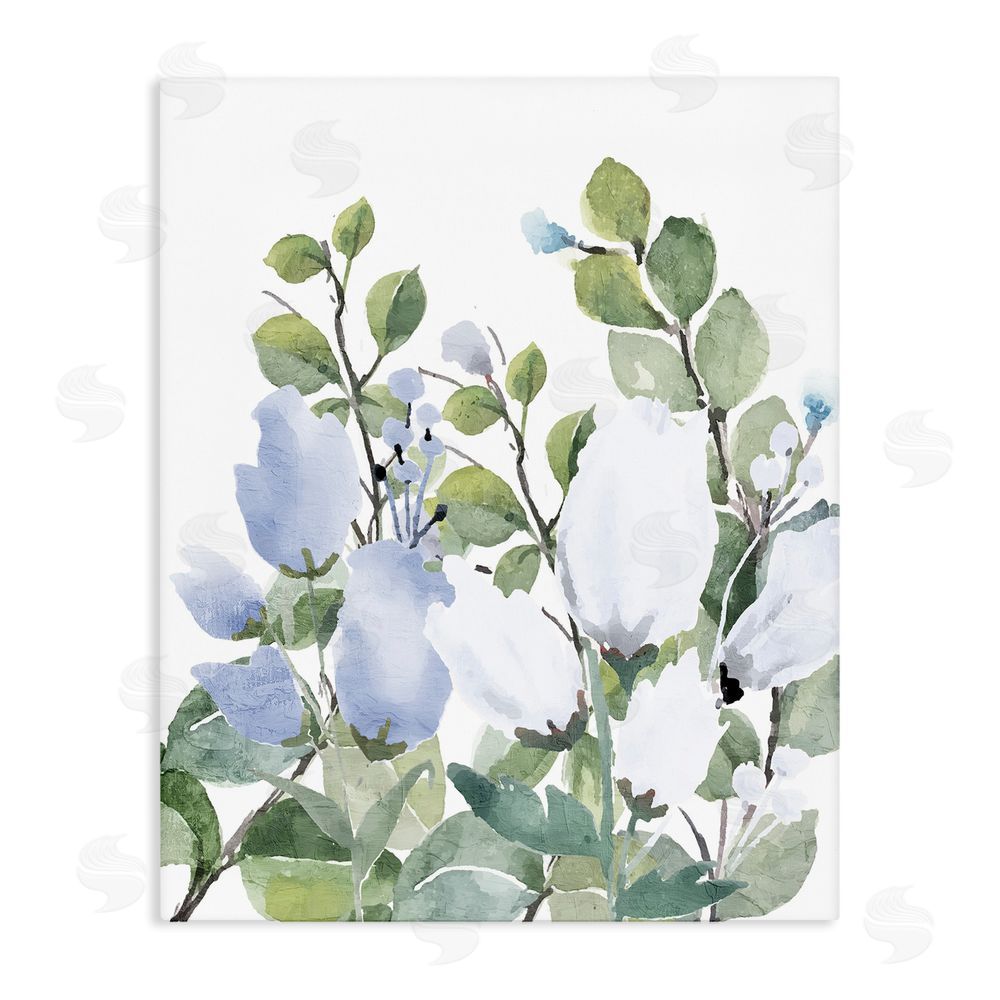 Kim Allen Blue Spring Florals Stretched Canvas Wall Art Print