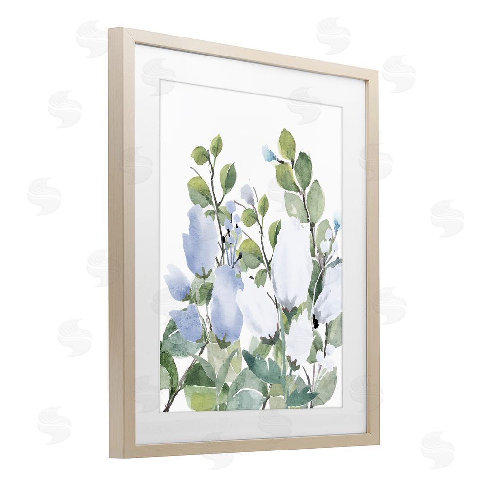 Kim Allen Blue Spring Florals Birch Framed Print Under Glass Wall Art