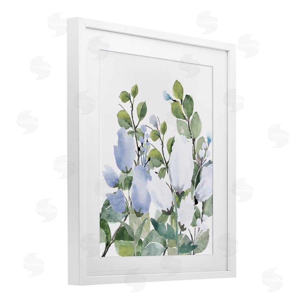 Kim Allen Blue Spring Florals White Framed Print Under Glass Wall Art