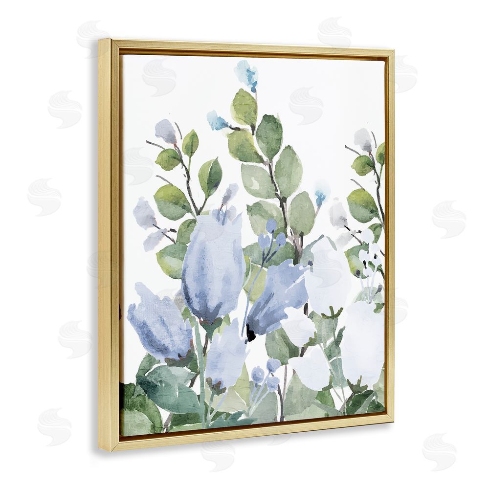 Kim Allen Blue Spring Botanicals Gold Floating Frame Canvas Wall Art Print