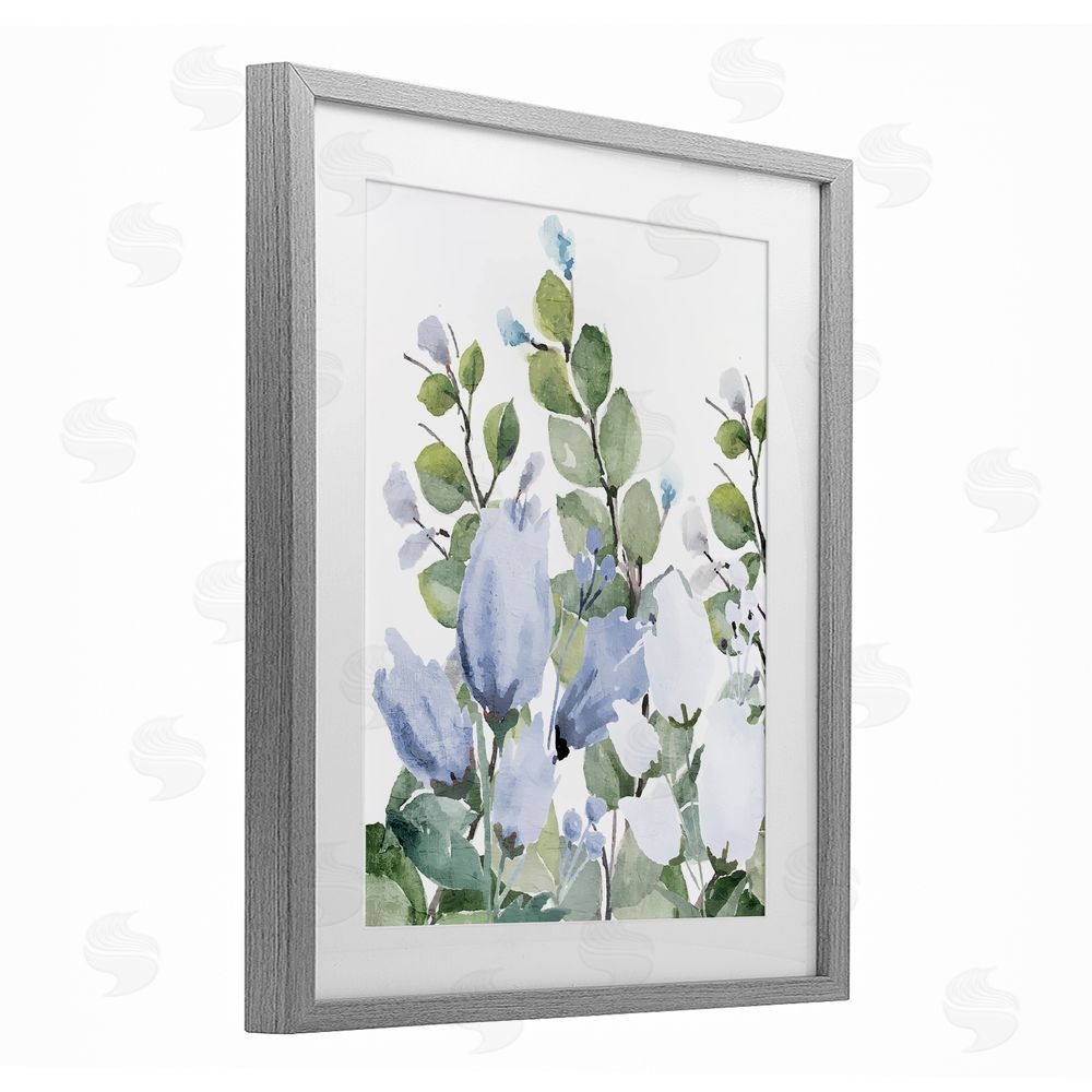 Kim Allen Blue Spring Botanicals Gray Framed Print Under Glass Wall Art