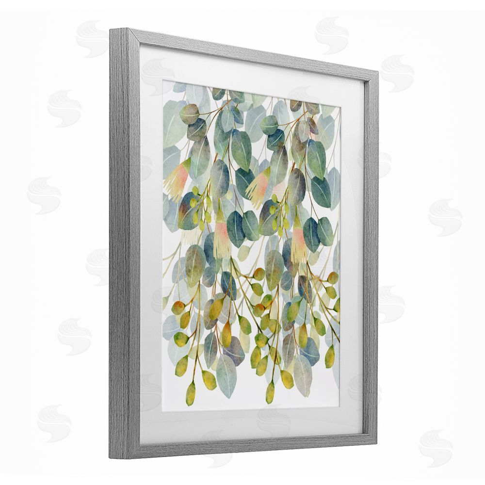 Marcus Prime Suspended Ivy Leaves Gray Framed Print Under Glass Wall Art
