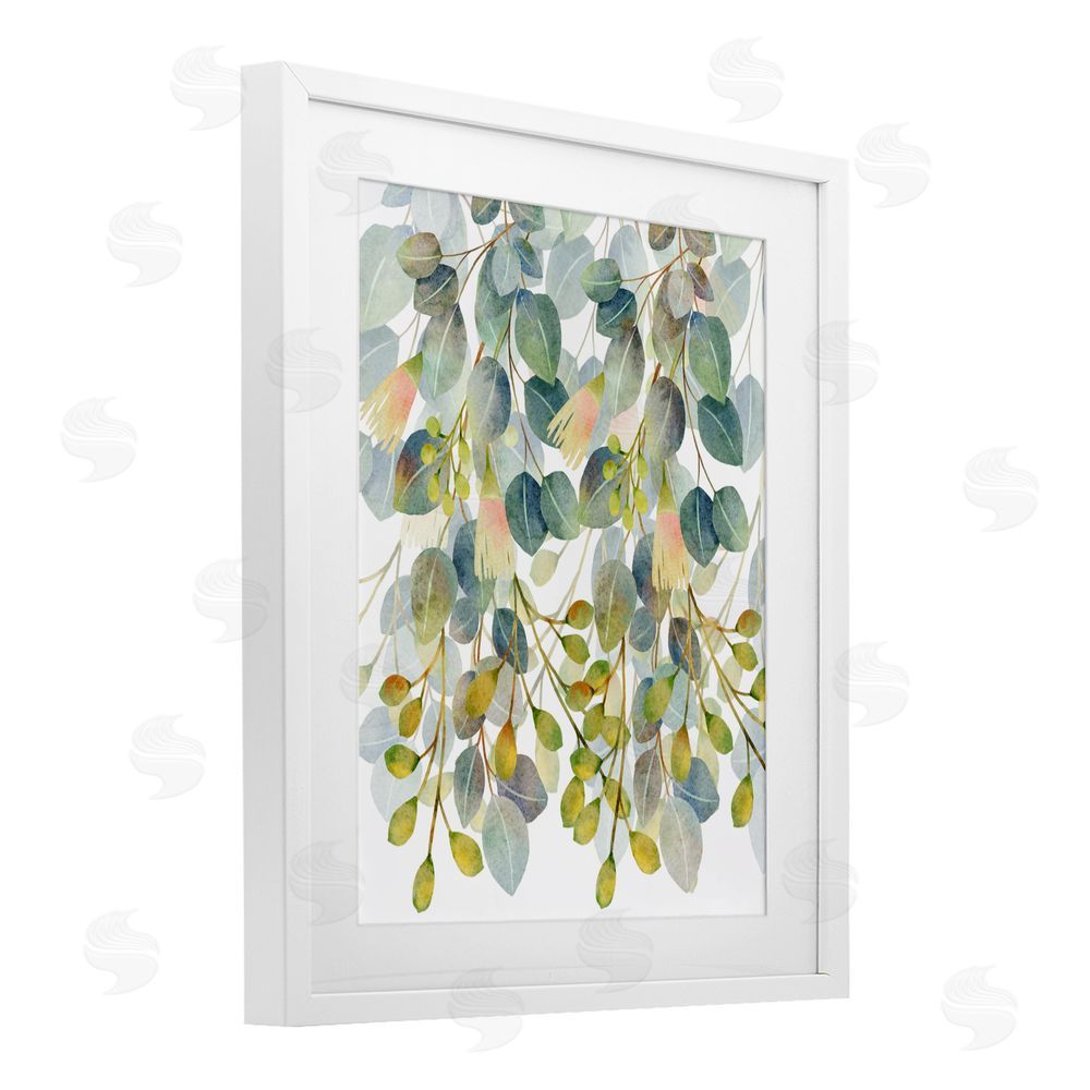 Marcus Prime Suspended Ivy Leaves White Framed Print Under Glass Wall Art