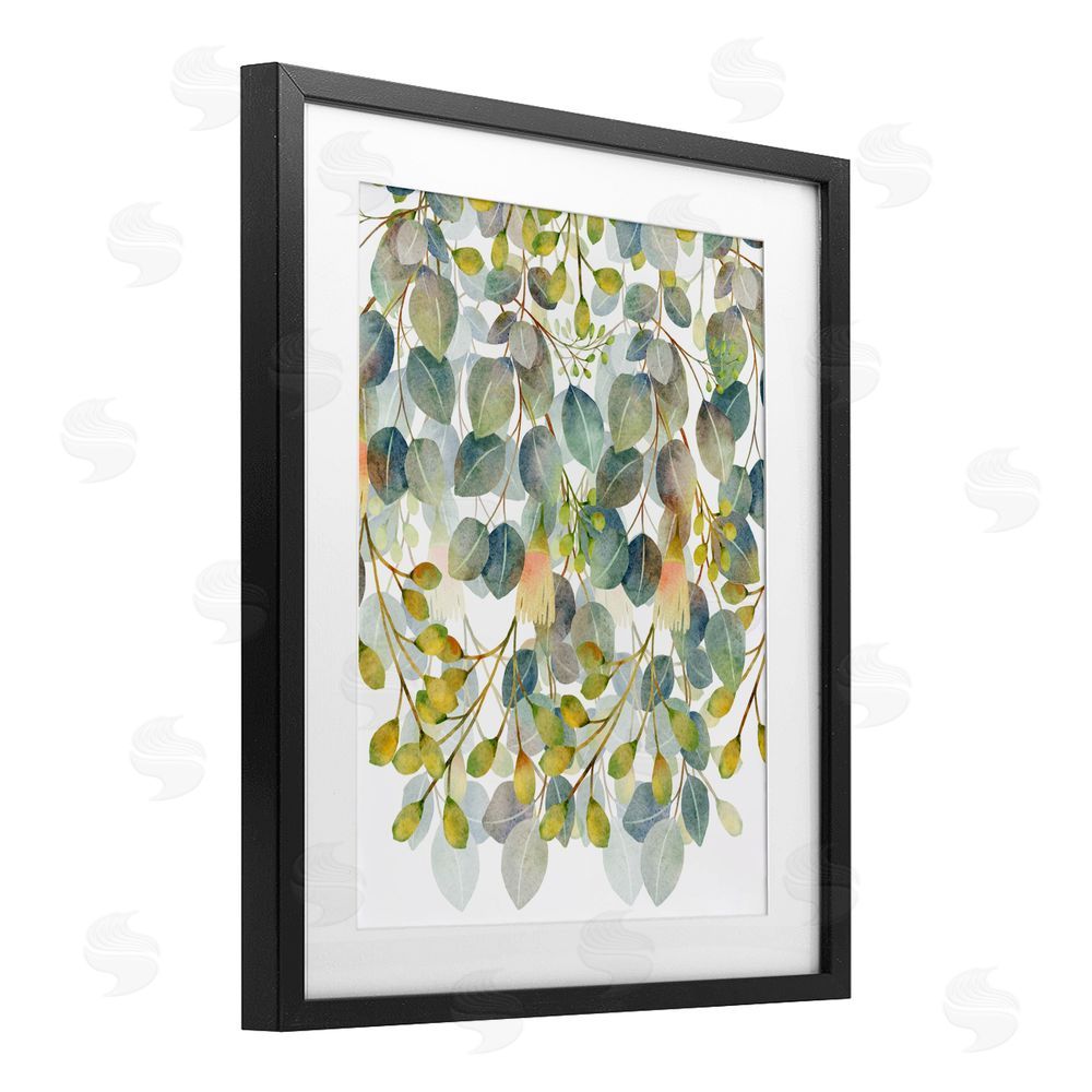 Marcus Prime Hanging Layered Botanicals Black Framed Print Under Glass with Mat Wall Art