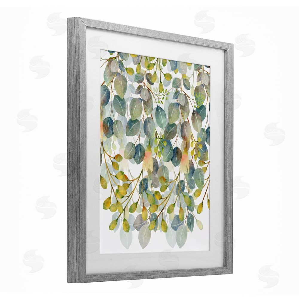 Marcus Prime Hanging Layered Botanicals Gray Framed Print Under Glass with Mat Wall Art
