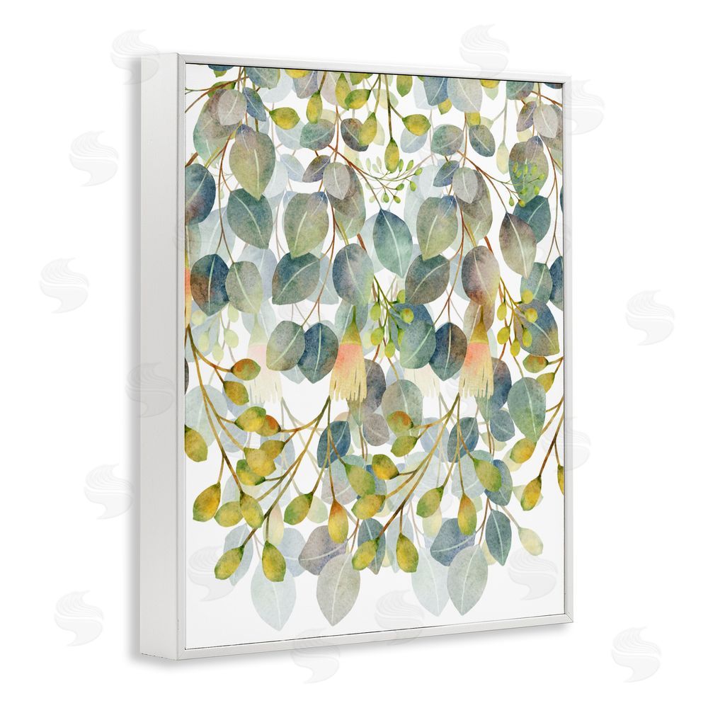 Marcus Prime Hanging Layered Botanicals White Framed Giclee Wall Art Print