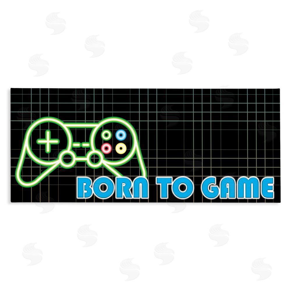 Kim Allen Born To Game Neon Stretched Canvas Wall Art Print