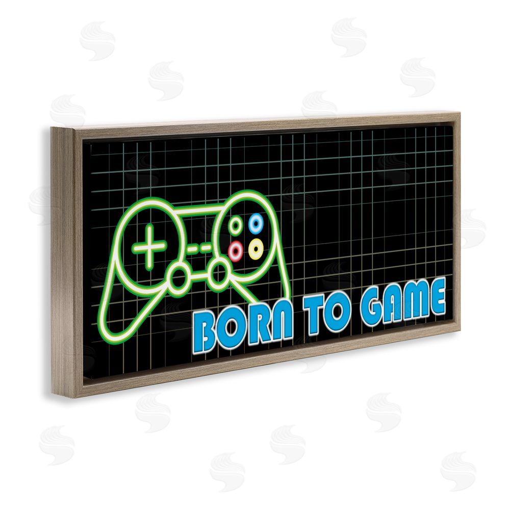 Kim Allen Born To Game Neon Brown Floating Frame Canvas Wall Art Print