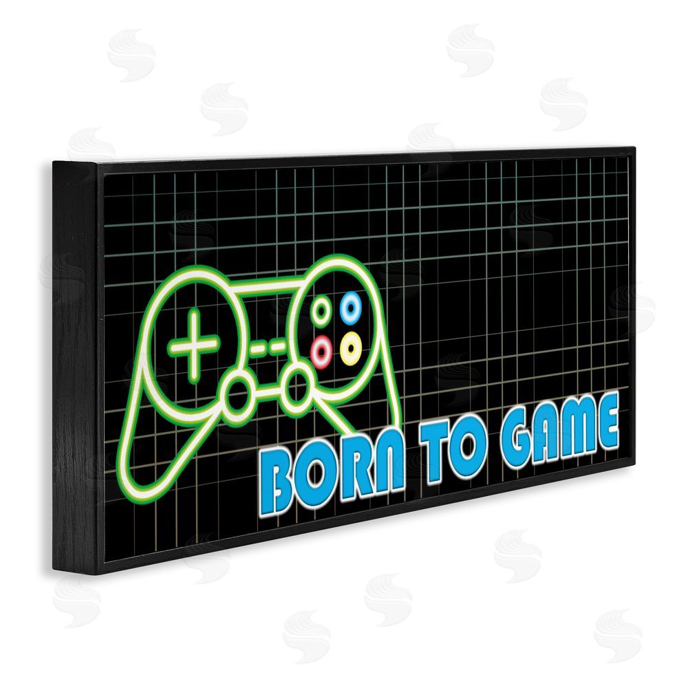 Kim Allen Born To Game Neon Black Framed Giclee Wall Art Print