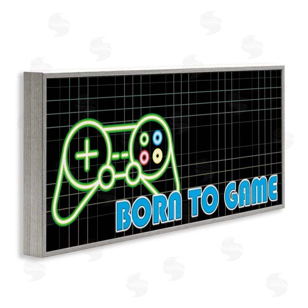Kim Allen Born To Game Neon Gray Framed Giclee Wall Art Print