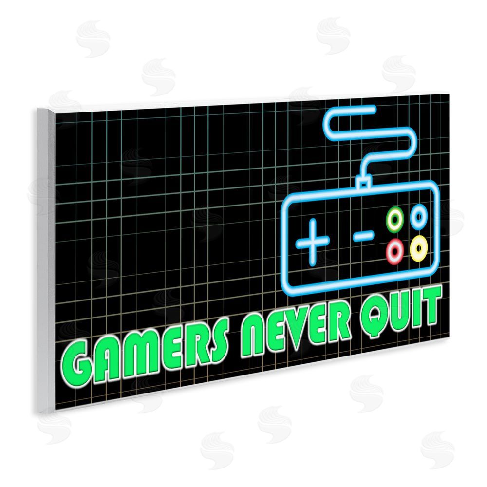 Kim Allen Gamers Never Quit Neon Wooden Wall Plaque Art Print