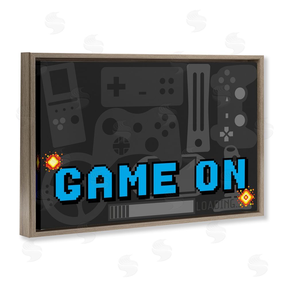 Kim Allen Game On Arcade Brown Floating Frame Canvas Wall Art