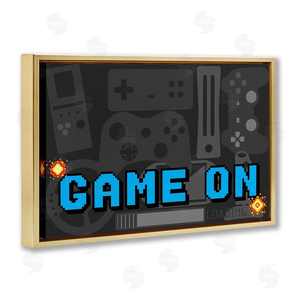 Kim Allen Game On Arcade Gold Floating Frame Canvas Wall Art