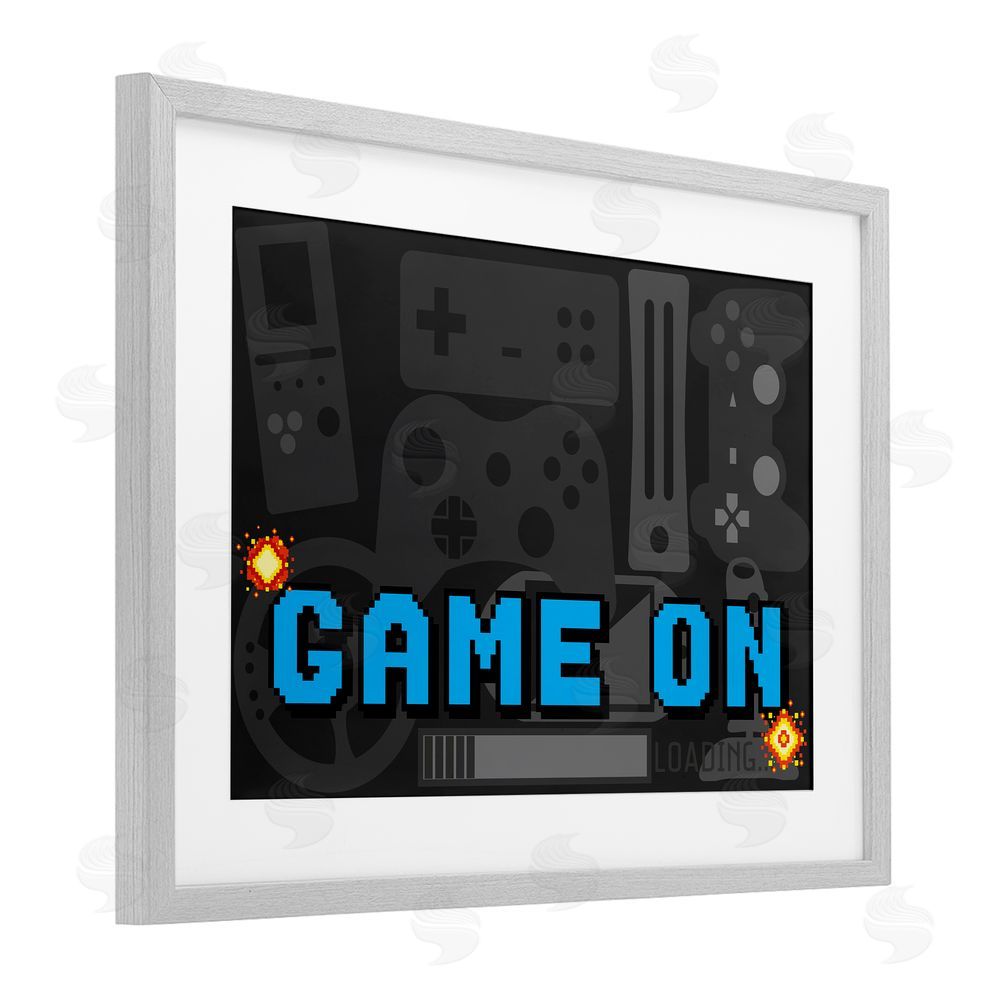 Kim Allen Game On Arcade Gray Framed Print Under Glass with Mat Wall Art