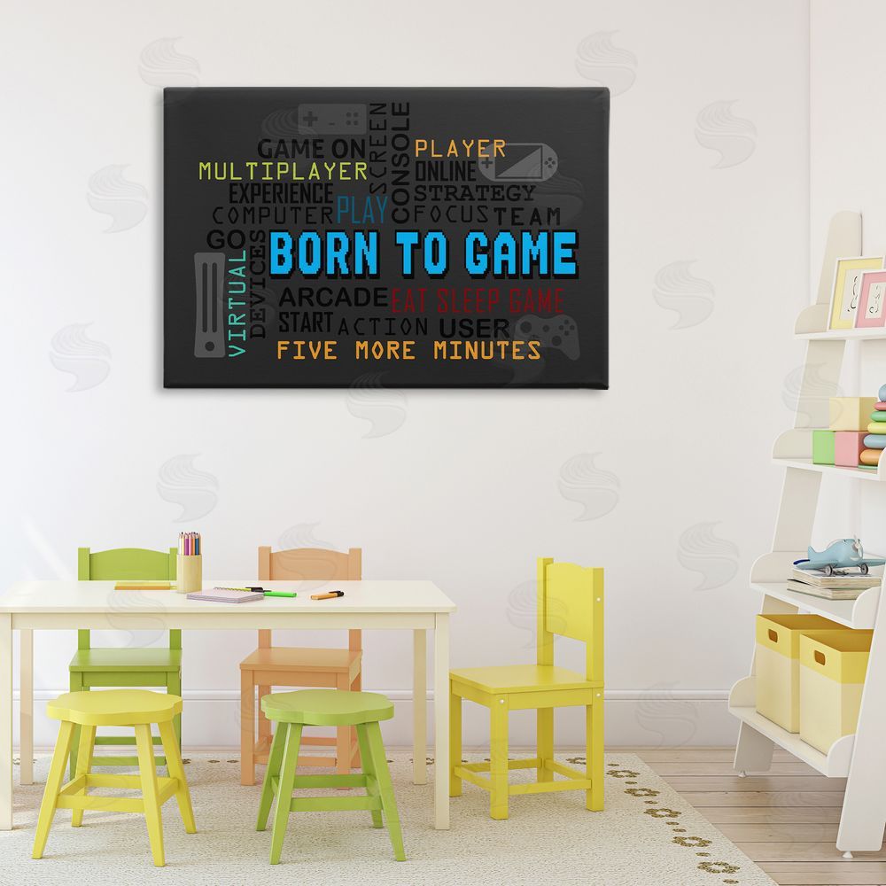 Kim Allen Born To Game Arcade Stretched Canvas Wall Art in Room