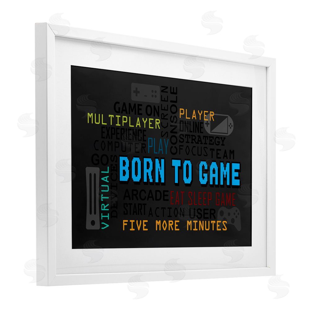 Kim Allen Born To Game Arcade White Framed Print Under Glass Wall Art