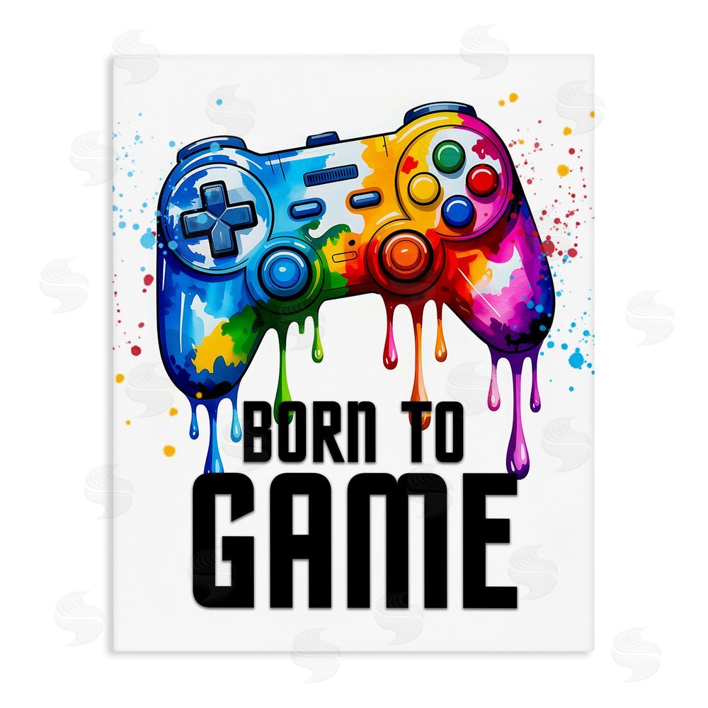 Kim Allen Born To Game Splash Stretched Canvas Wall Art Print