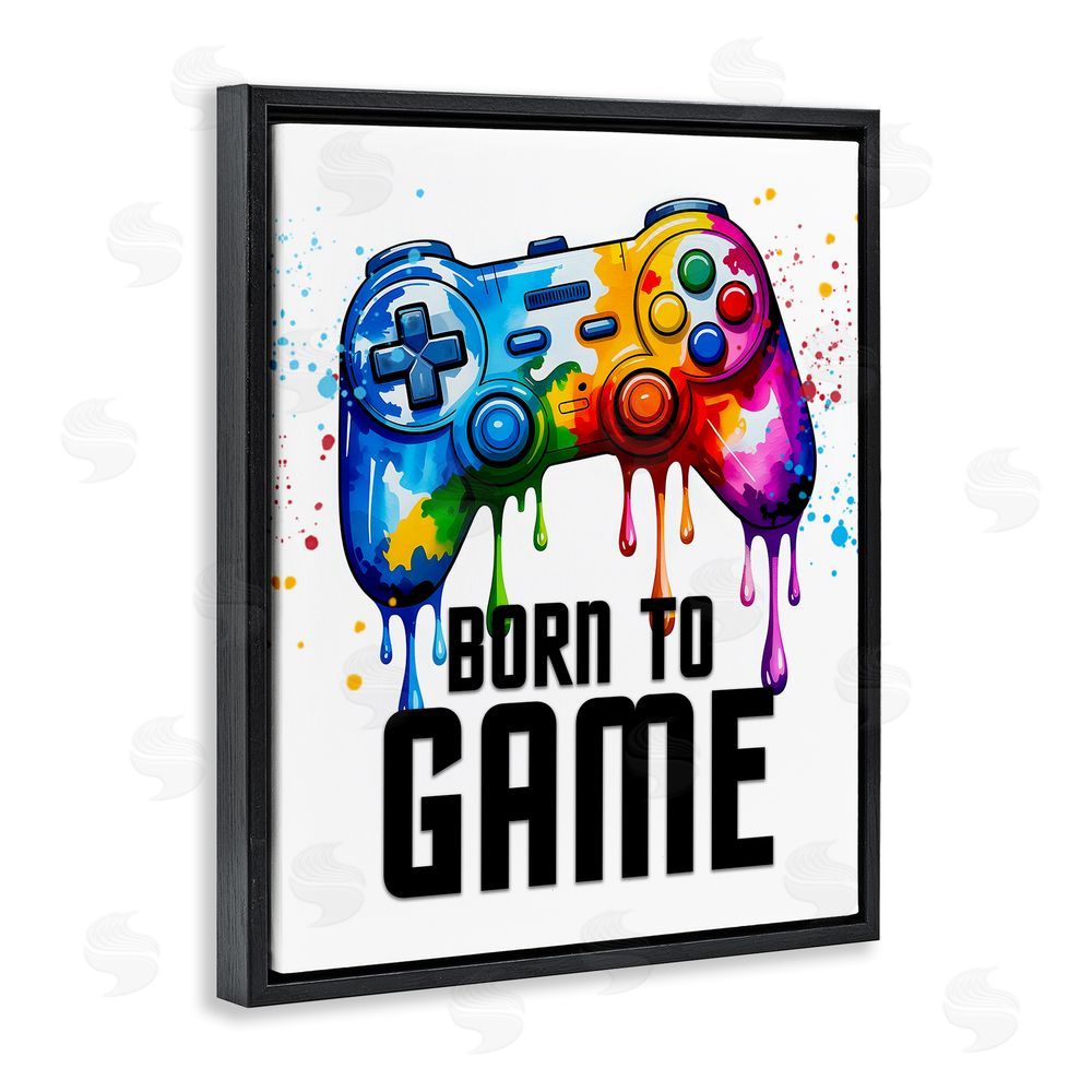 Kim Allen Born To Game Splash Black Floating Frame Canvas Wall Art Print