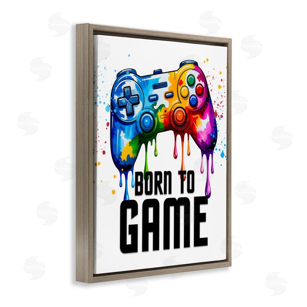 Kim Allen Born To Game Splash Brown Floating Frame Canvas Wall Art Print
