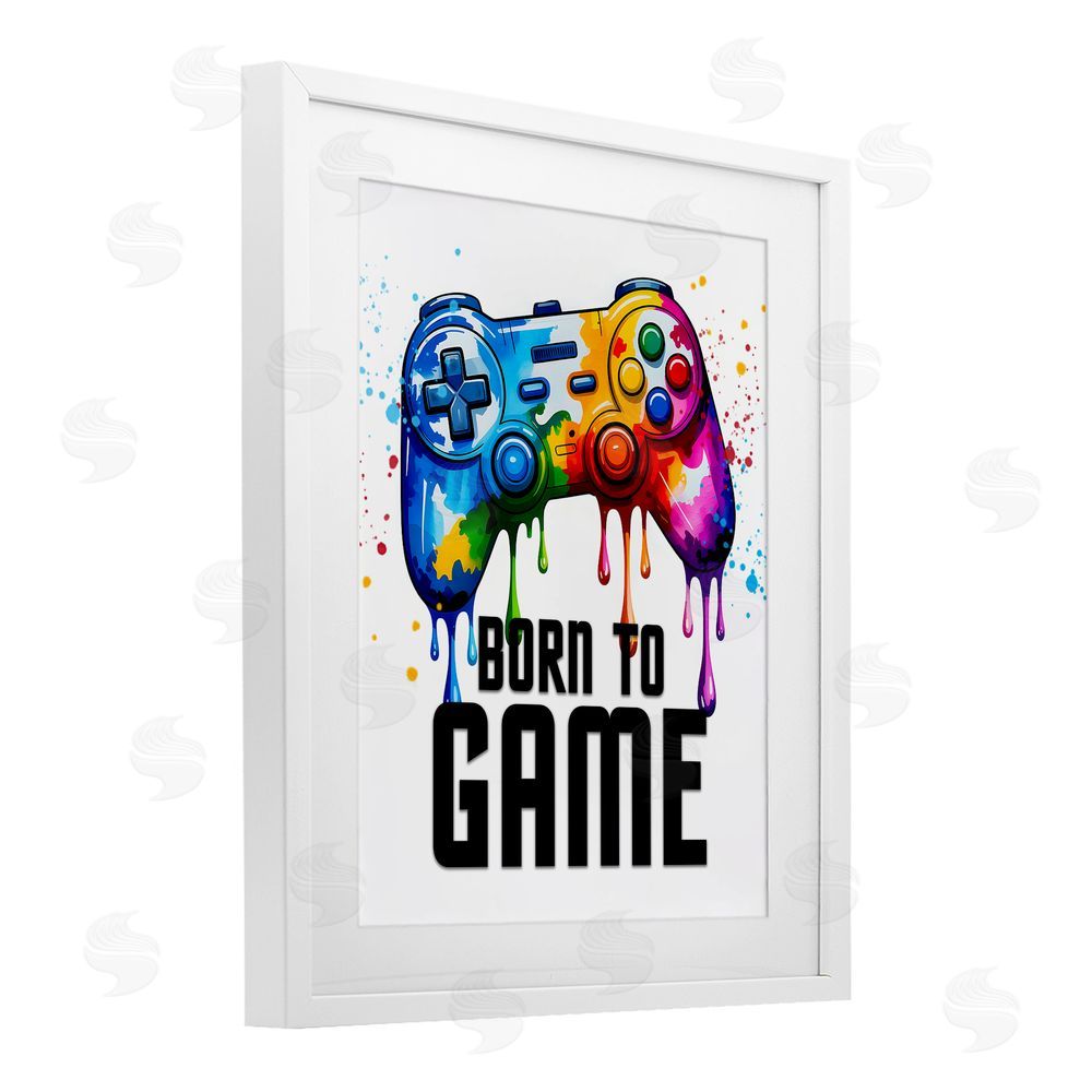 Kim Allen Born To Game Splash White Framed Print Under Glass Wall Art
