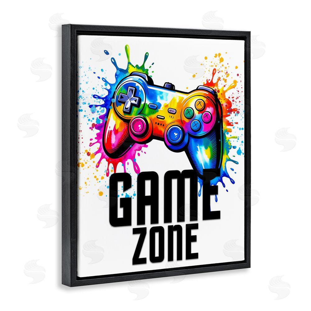 Kim Allen Game Zone Splash Black Floating Frame Canvas Wall Art