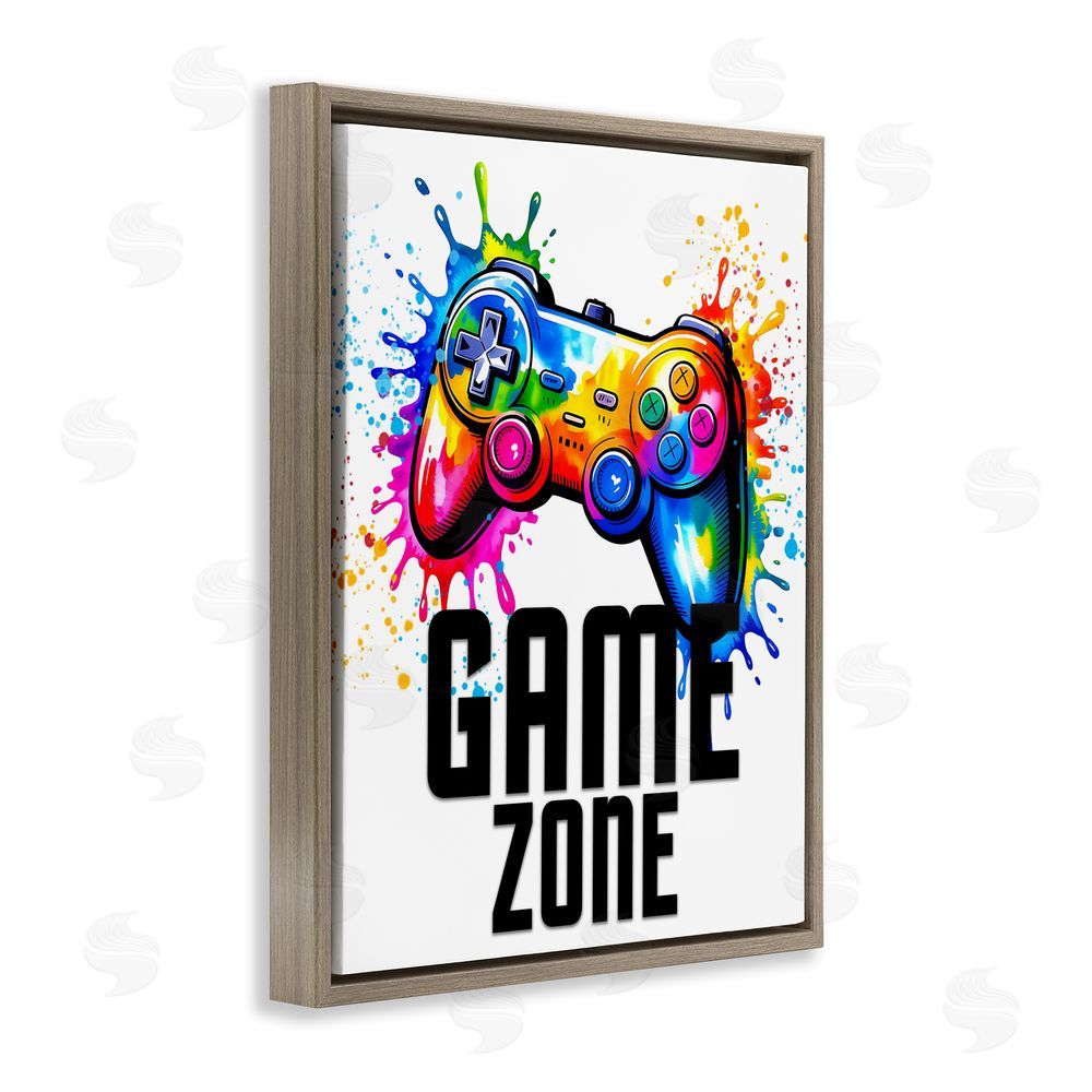 Kim Allen Game Zone Splash Brown Floating Frame Canvas Wall Art