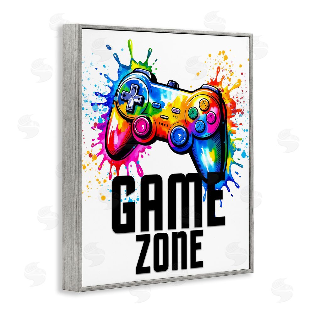 Kim Allen Game Zone Splash Gray Framed Giclee Wall Art Print