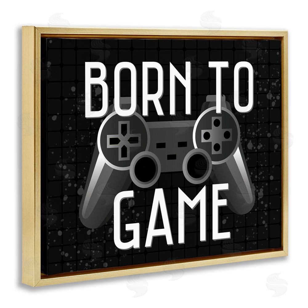 Kim Allen Born To Game Retro Gold Floating Frame Canvas Wall Art Print