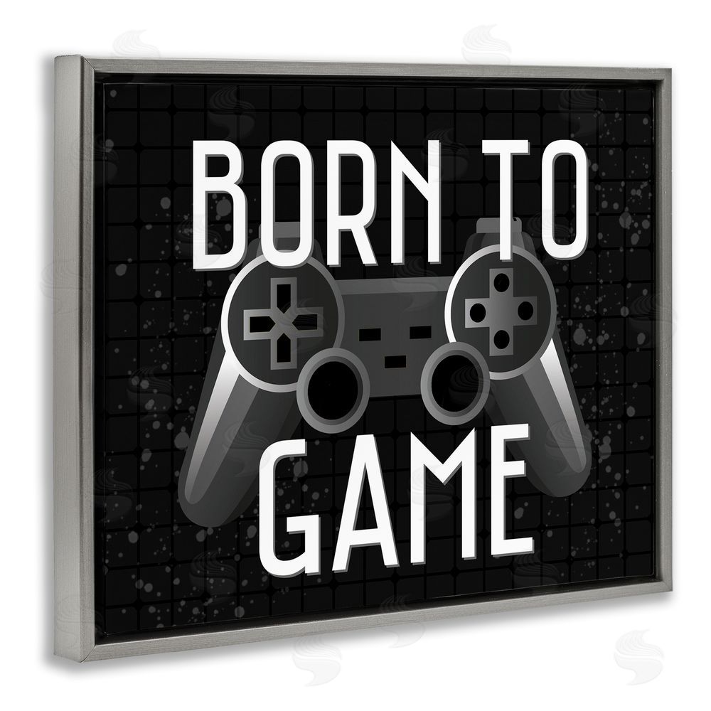 Kim Allen Born To Game Retro Gray Floating Frame Canvas Wall Art Print
