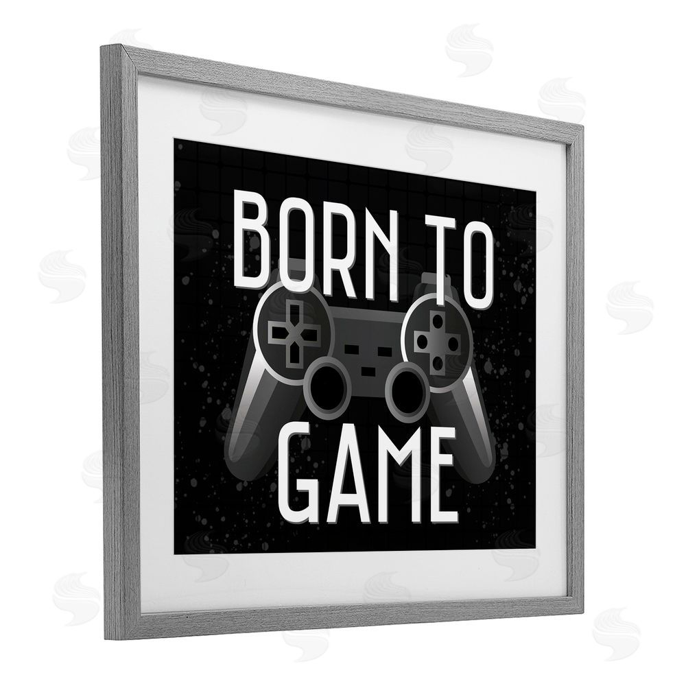 Kim Allen Born To Game Retro Gray Framed Print Under Glass Wall Art