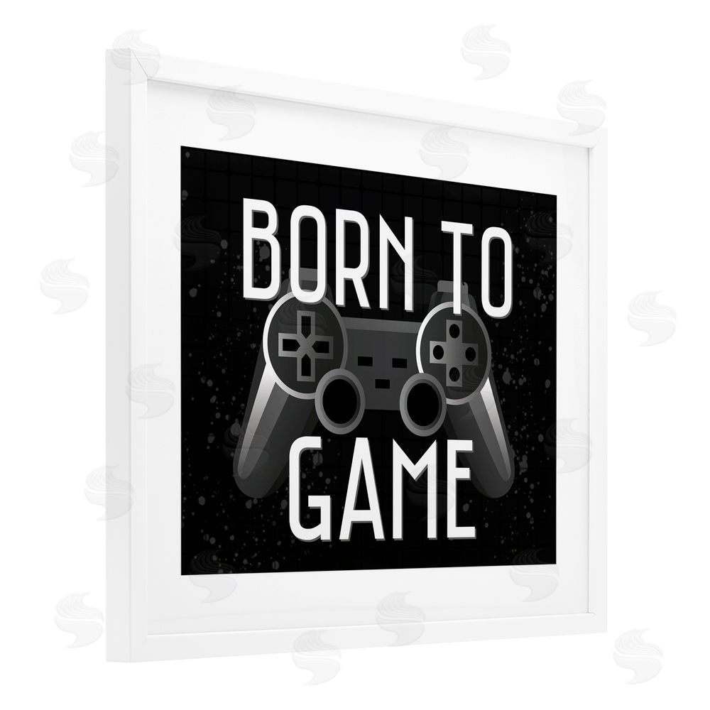 Kim Allen Born To Game Retro White Framed Print Under Glass Wall Art