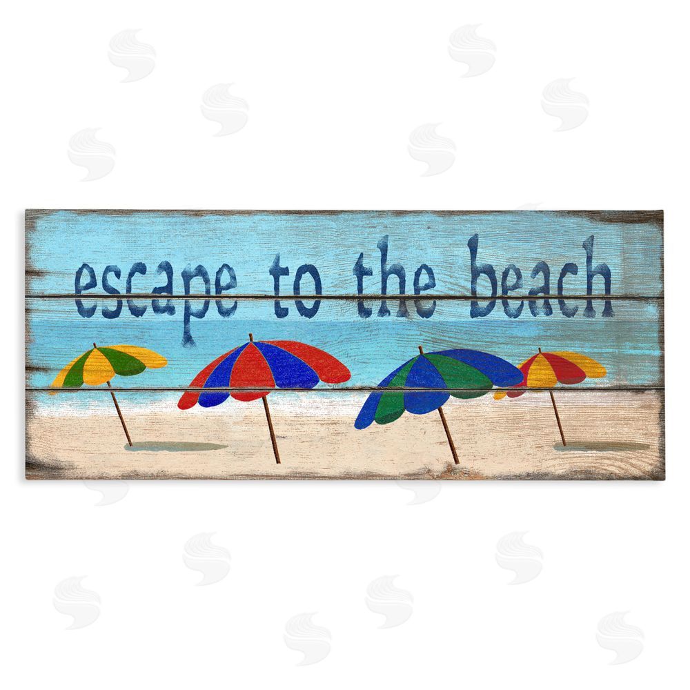 Gail Fraser Beach Escape Umbrellas Stretched Canvas Wall Art Print