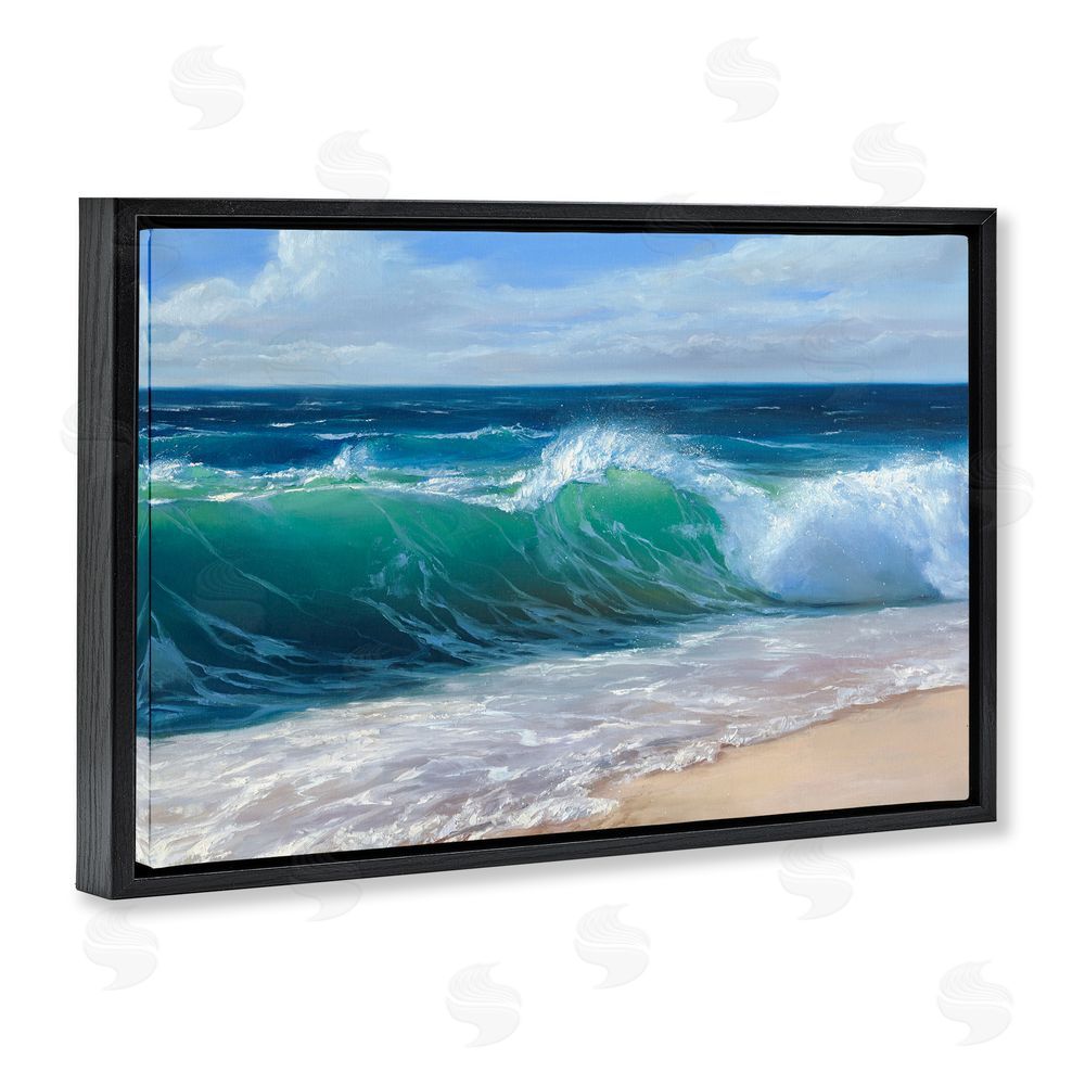 Dimitri Sirenko Content Beach Waves Shore Black Floating Frame Canvas Wall Art Print