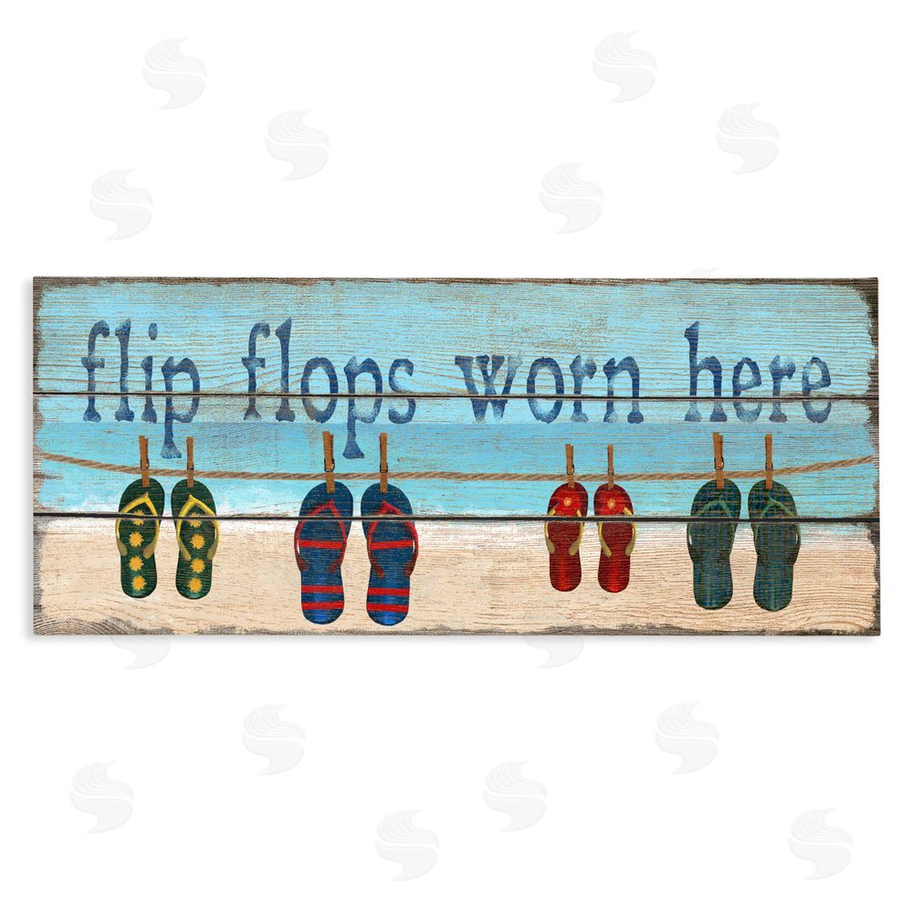 Gail Fraser Flip Flops Worn Here Stretched Canvas Wall Art