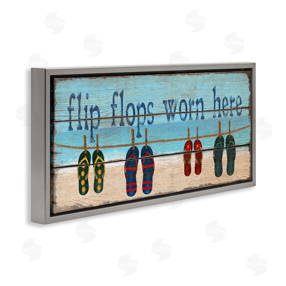 Gail Fraser Flip Flops Worn Here Gray Floating Frame Canvas Wall Art