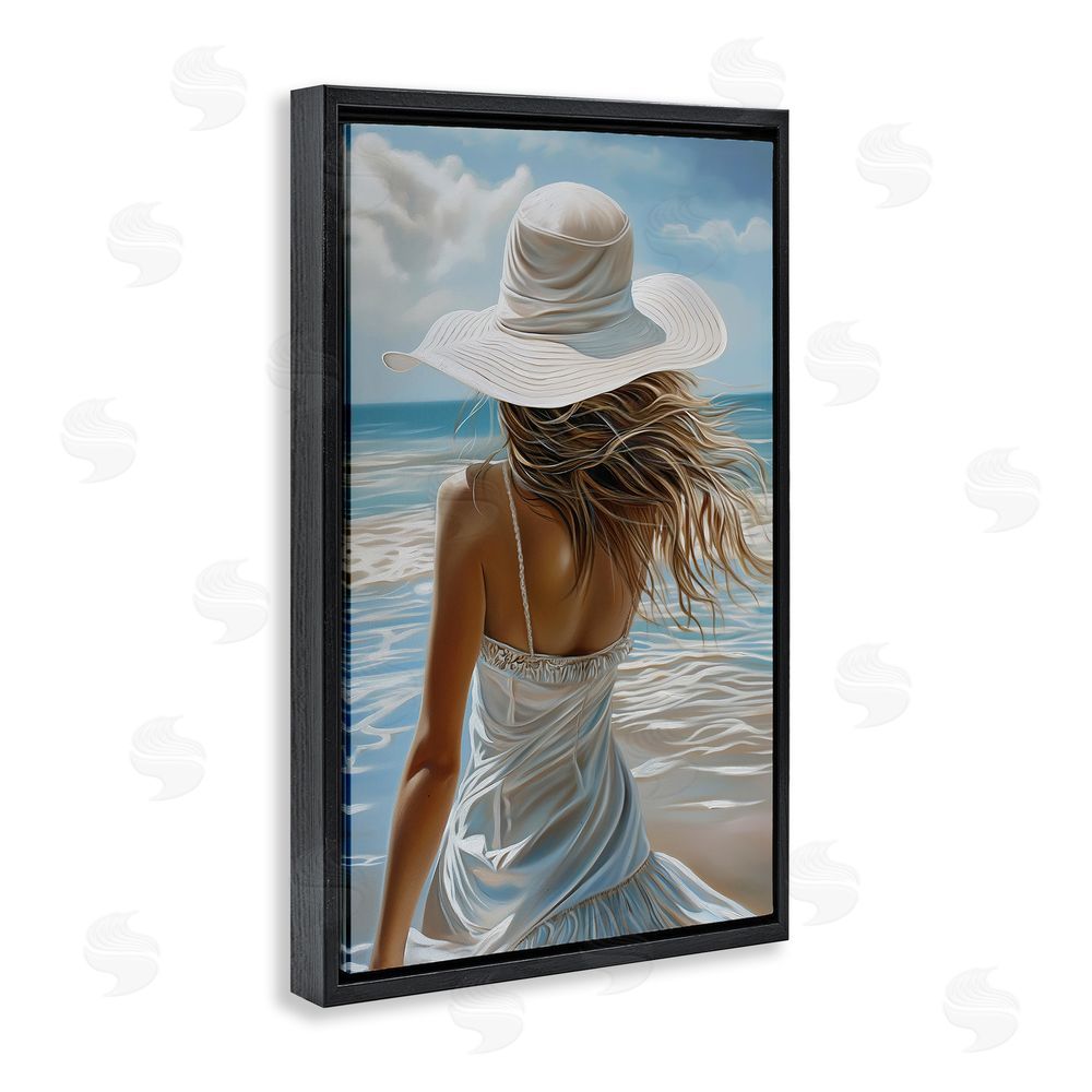 Imagine It Images Day Dreaming Summer Beach Black Floating Frame Canvas Wall Art