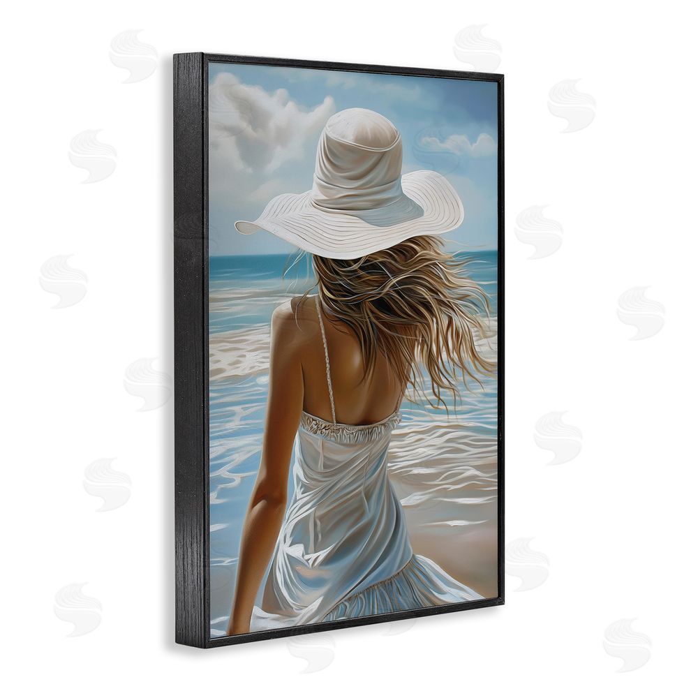 Imagine It Images Day Dreaming Summer Beach Blacked Framed Giclee Wall Art Print