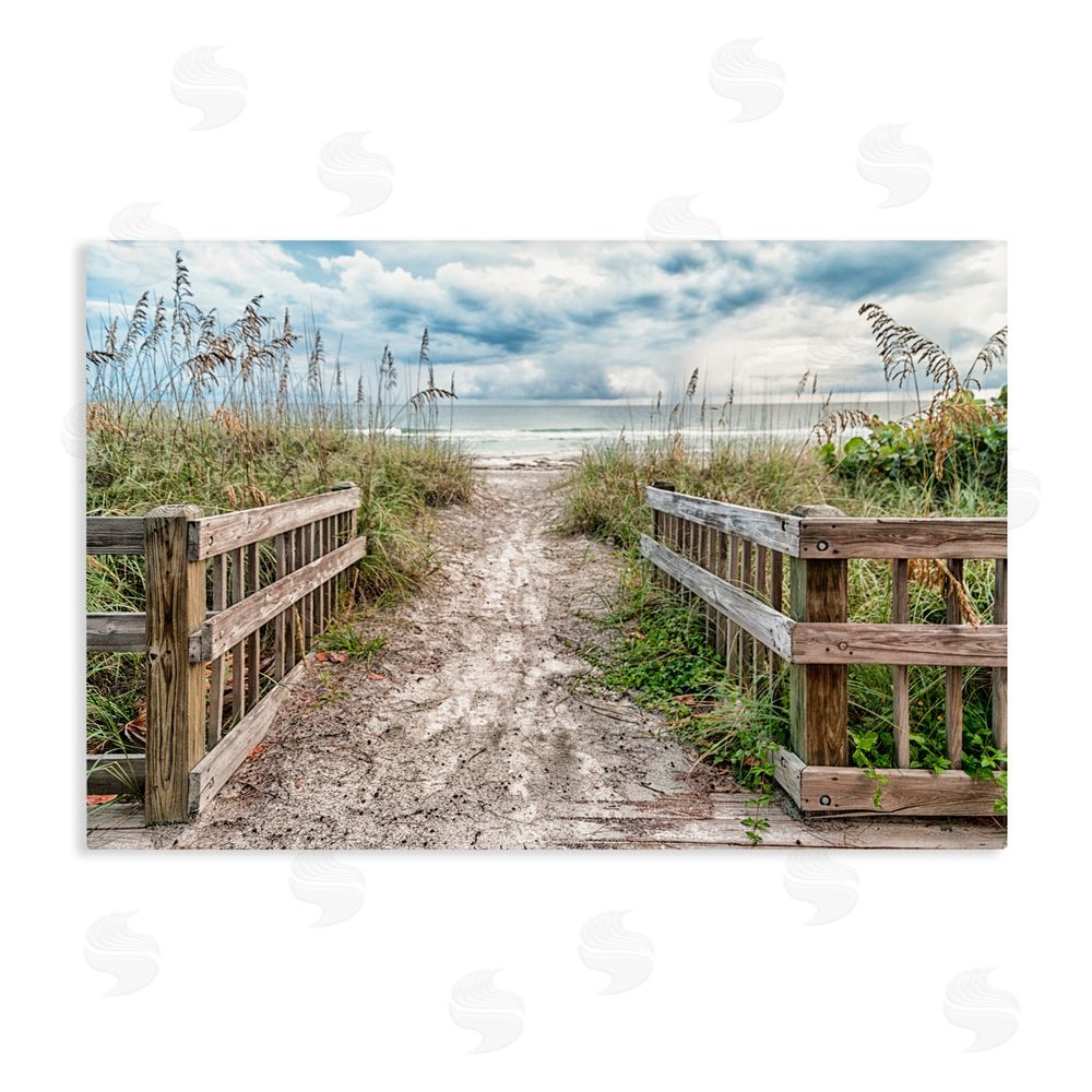 Mary Lou Johnson Beach Entrance Fence Stretched Canvas Wall Art Print