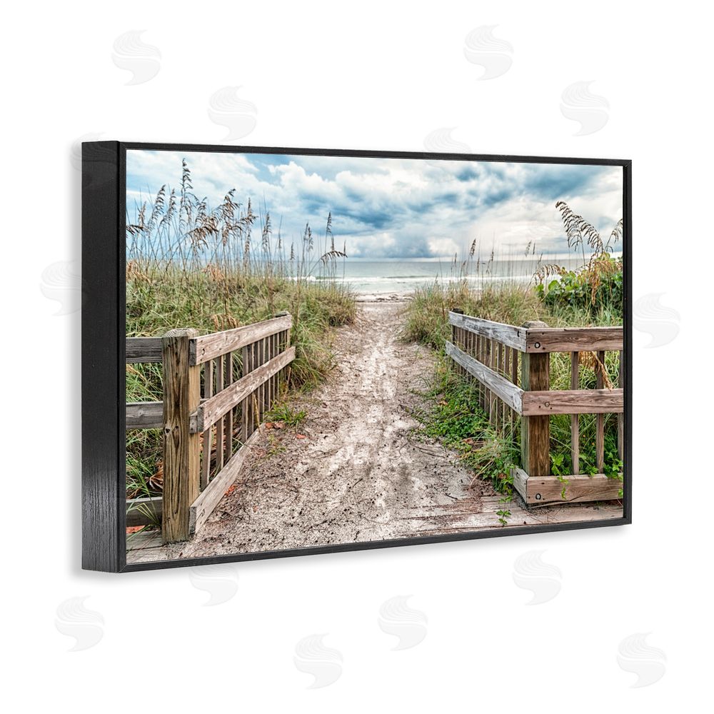 Mary Lou Johnson Beach Entrance Fence Black Framed Giclee Wall Art Print
