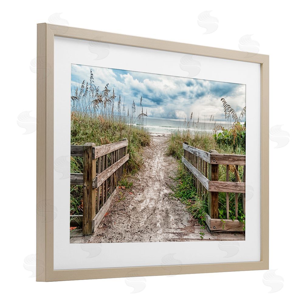 Mary Lou Johnson Beach Entrance Fence Birch Framed Print Under Glass Wall Art