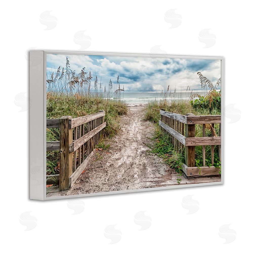 Mary Lou Johnson Beach Entrance Fence White Framed Giclee Wall Art Print