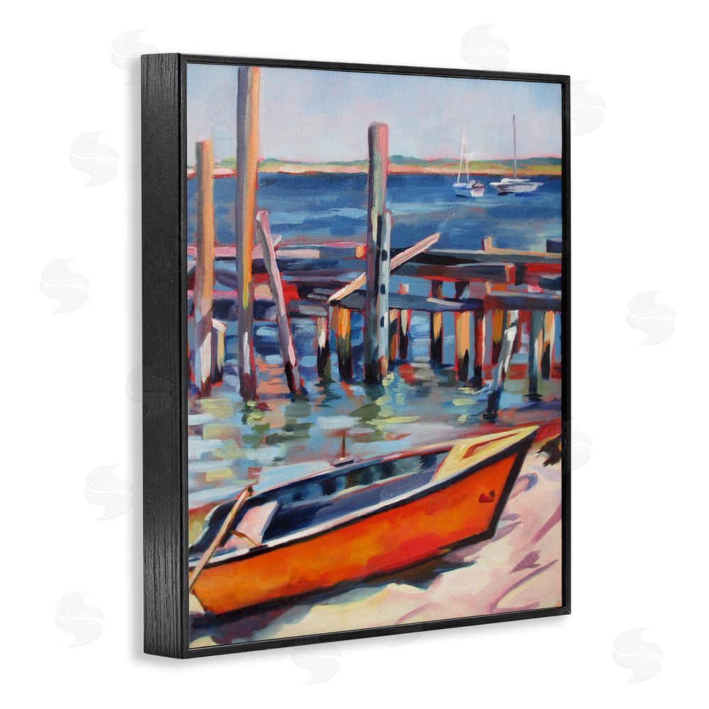 Maxine Shore Provincetown Harbor Boat Black Framed Giclee Wall Art Print