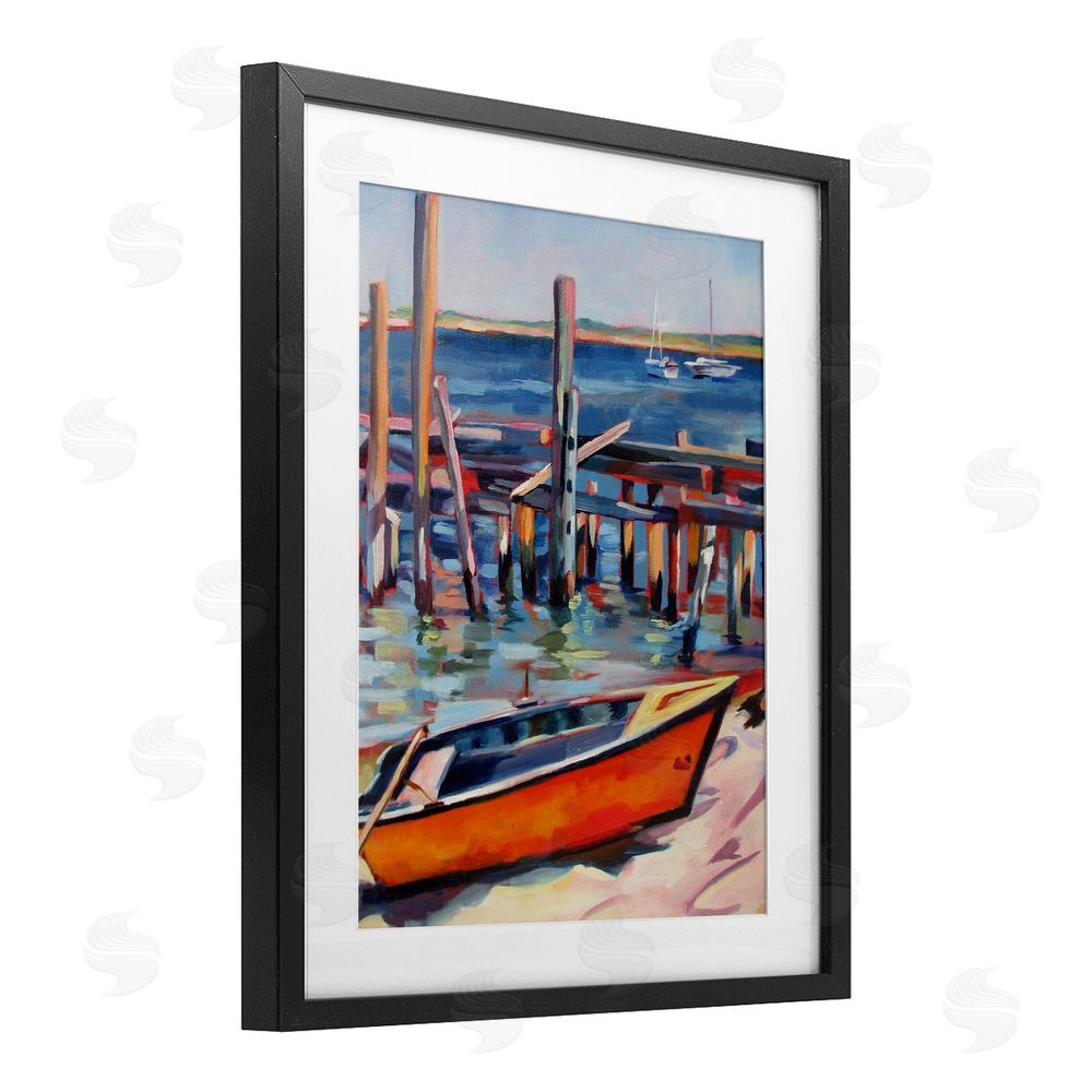 Maxine Shore Provincetown Harbor Boat Black Framed Print Under Glass Wall Art