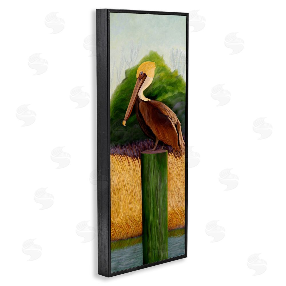 Barbara Fallenbaum Perched Blue Eyed Pelican Black Framed Giclee Wall Art Print