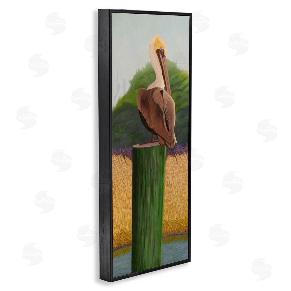 Barbara Fallenbaum Pelican with Blue Eyes Black Framed Giclee Wall Art Print