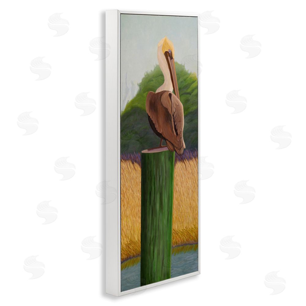 Barbara Fallenbaum Pelican with Blue Eyes White Framed Giclee Wall Art Print