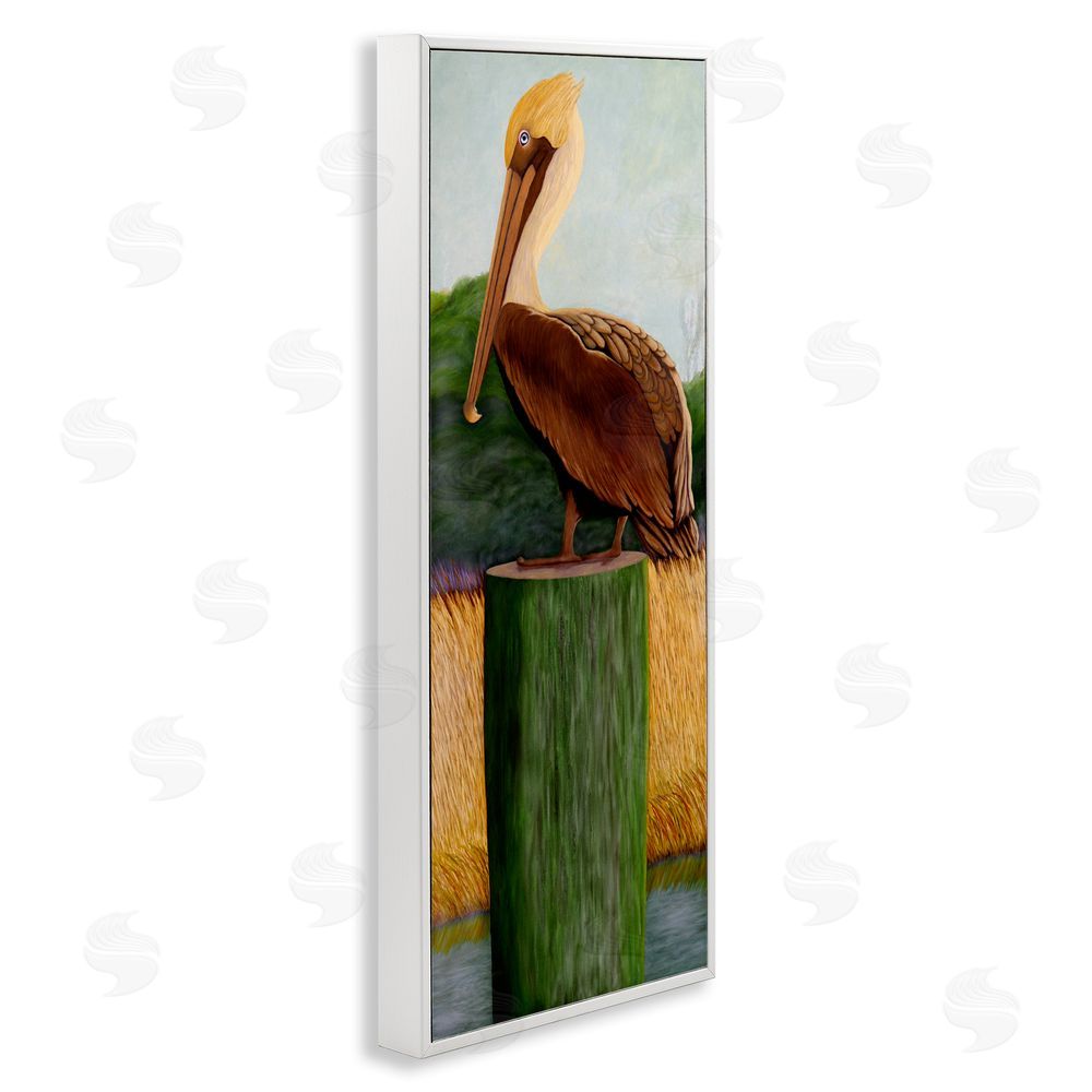 Barbara Fallenbaum Blue Eyed Pelican White Framed Giclee Wall Art Print