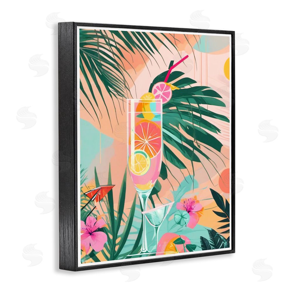 Tabz Jones Jungle Lemonade Cocktail Blacked Framed Giclee Wall Art Print