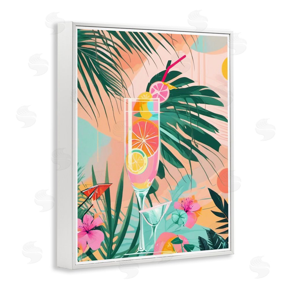 Tabz Jones Jungle Lemonade Cocktail White Framed Giclee Wall Art Print